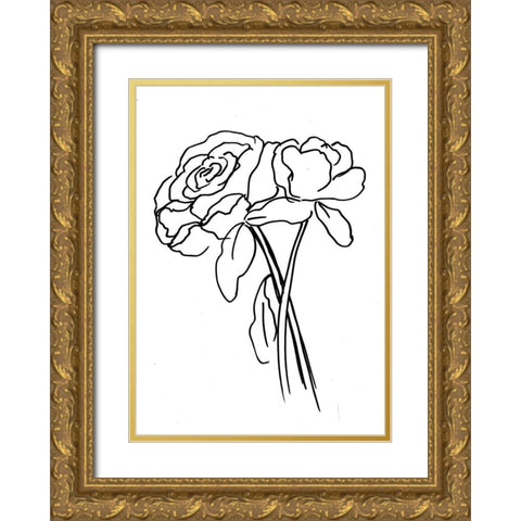 Hand Sketch Roses III Gold Ornate Wood Framed Art Print with Double Matting by Chapman, Marcy