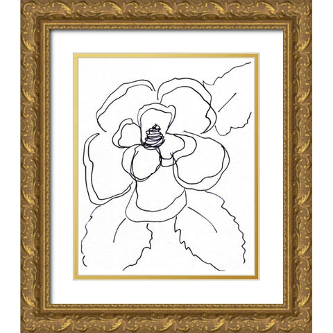 Hand Sketch Magnolia II Gold Ornate Wood Framed Art Print with Double Matting by Chapman, Marcy