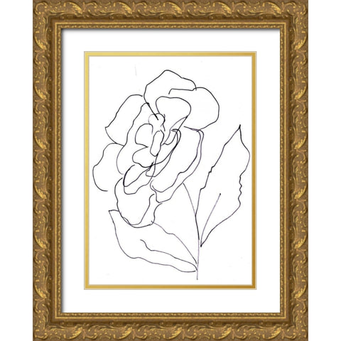 Hand Sketch Magnolia II Gold Ornate Wood Framed Art Print with Double Matting by Chapman, Marcy