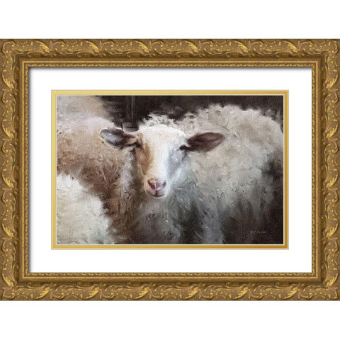 Sheeps Flock Gold Ornate Wood Framed Art Print with Double Matting by Cusson, Marie Elaine