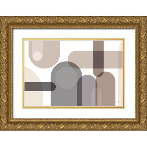 Metro  67 neutral Gold Ornate Wood Framed Art Print with Double Matting by PELA
