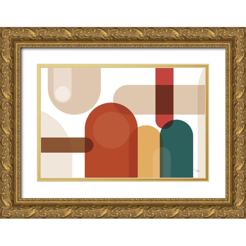 Metro  67 spice Gold Ornate Wood Framed Art Print with Double Matting by PELA