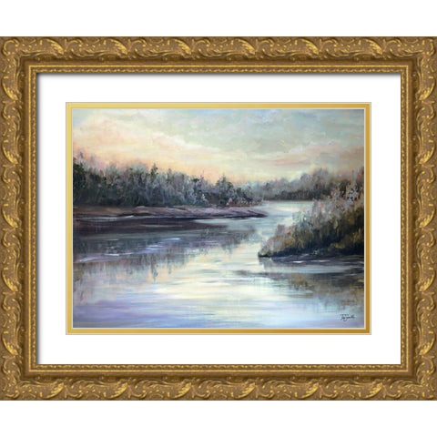 Silver Waters landscape Gold Ornate Wood Framed Art Print with Double Matting by Tre Sorelle Studios