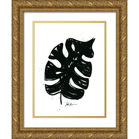 Inked Leaves I Gold Ornate Wood Framed Art Print with Double Matting by Augustine, Jodi