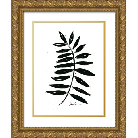 Inked Leaves II Gold Ornate Wood Framed Art Print with Double Matting by Augustine, Jodi
