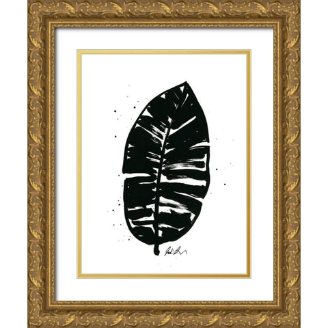 Inked Leaves III Gold Ornate Wood Framed Art Print with Double Matting by Augustine, Jodi