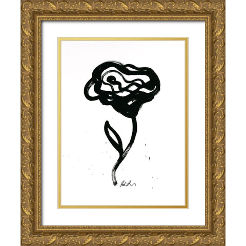 Inked Florals IV Gold Ornate Wood Framed Art Print with Double Matting by Augustine, Jodi