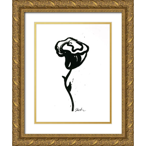 Inked Florals V Gold Ornate Wood Framed Art Print with Double Matting by Augustine, Jodi