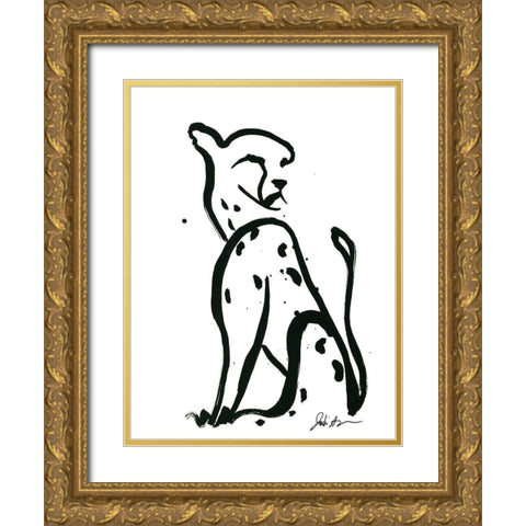 Inked Safari I-Cheetah Gold Ornate Wood Framed Art Print with Double Matting by Augustine, Jodi