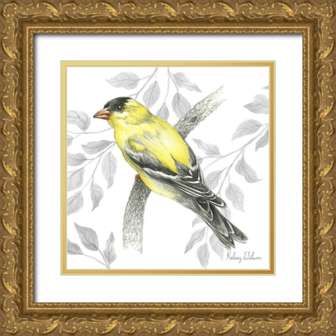 Backyard Birds IV-Goldfinch II Gold Ornate Wood Framed Art Print with Double Matting by Wilson, Kelsey