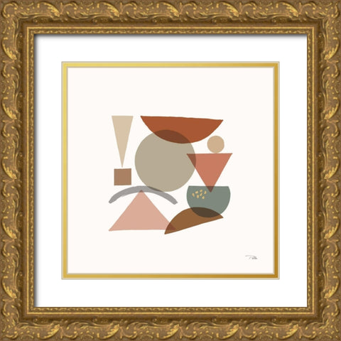 Geo Metrical III Gold Ornate Wood Framed Art Print with Double Matting by Pela