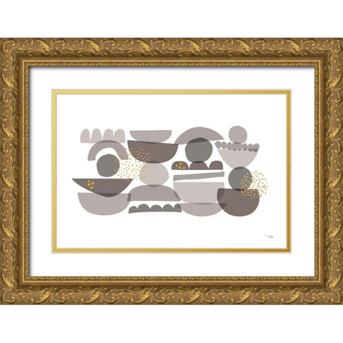 Crowded Forms grey I Gold Ornate Wood Framed Art Print with Double Matting by Pela