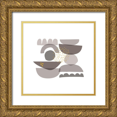 Crowded Forms grey II Gold Ornate Wood Framed Art Print with Double Matting by Pela