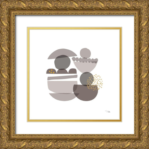 Crowded Forms grey III Gold Ornate Wood Framed Art Print with Double Matting by Pela