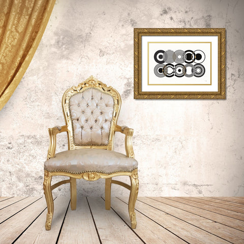 Deco Retro black I Gold Ornate Wood Framed Art Print with Double Matting by Pela