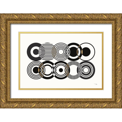 Deco Retro black I Gold Ornate Wood Framed Art Print with Double Matting by Pela