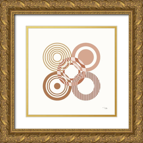 Deco Retro blush III Gold Ornate Wood Framed Art Print with Double Matting by Pela