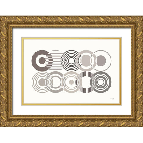 Deco Retro grey I Gold Ornate Wood Framed Art Print with Double Matting by Pela