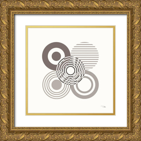 Deco Retro grey II Gold Ornate Wood Framed Art Print with Double Matting by Pela