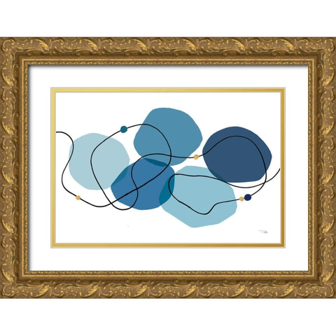 Sinuous Trajectory blue I Gold Ornate Wood Framed Art Print with Double Matting by Pela