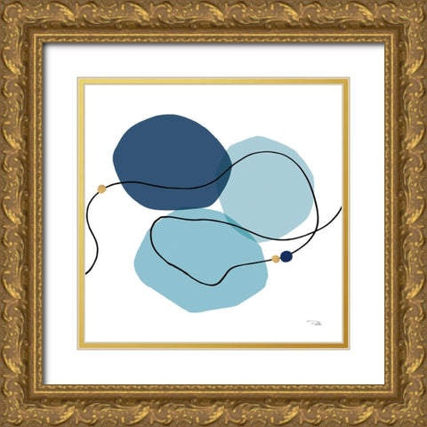 Sinuous Trajectory blue II Gold Ornate Wood Framed Art Print with Double Matting by Pela