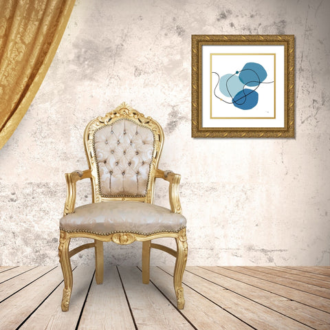 Sinuous Trajectory blue III Gold Ornate Wood Framed Art Print with Double Matting by Pela