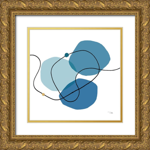 Sinuous Trajectory blue III Gold Ornate Wood Framed Art Print with Double Matting by Pela