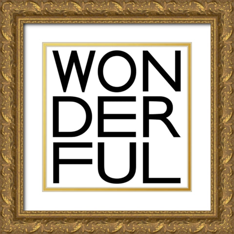 In Black And White I-Wonderful Gold Ornate Wood Framed Art Print with Double Matting by JC Designs