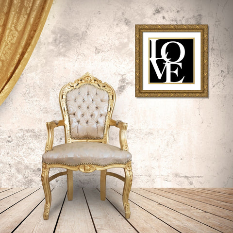 In Black And White V-Love Gold Ornate Wood Framed Art Print with Double Matting by JC Designs