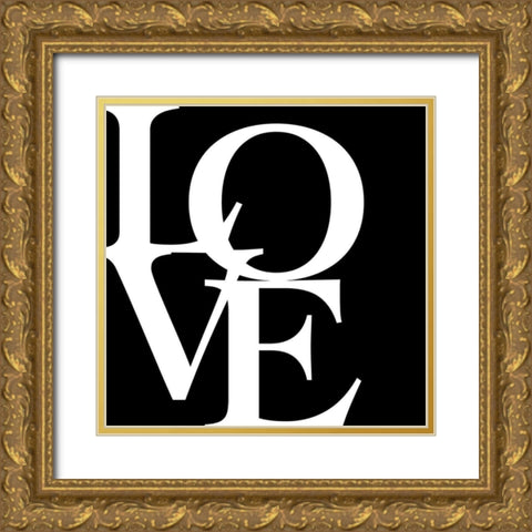 In Black And White V-Love Gold Ornate Wood Framed Art Print with Double Matting by JC Designs