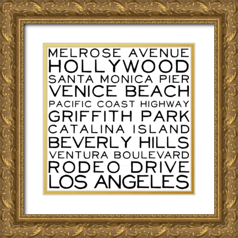 In Black And White Travel VI-California Gold Ornate Wood Framed Art Print with Double Matting by JC Designs