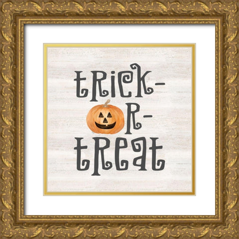 Sit a Spell Sentiment no border IV-Trick or Treat Gold Ornate Wood Framed Art Print with Double Matting by Reed, Tara