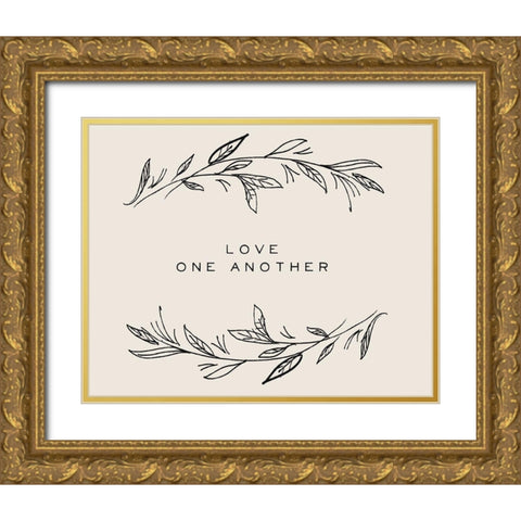 Serene Sentiment III-Love One Another Gold Ornate Wood Framed Art Print with Double Matting by HM Design