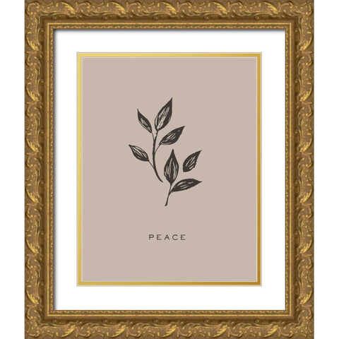 Serene Sentiment V-Peace Gold Ornate Wood Framed Art Print with Double Matting by HM Design
