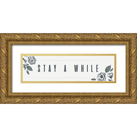 Simple Nature IV-Stay Awhile Gold Ornate Wood Framed Art Print with Double Matting by HM Design