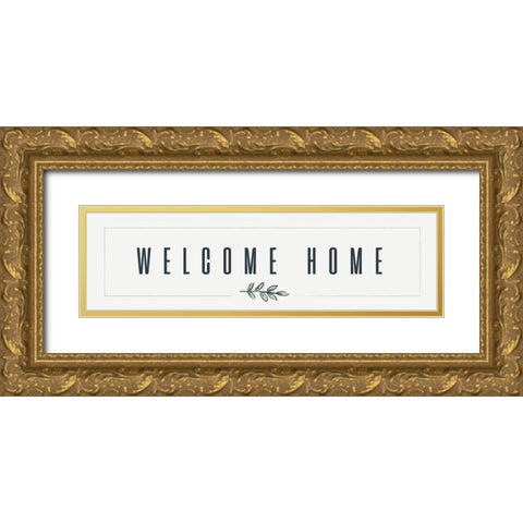 Simple Nature V-Welcome Home Gold Ornate Wood Framed Art Print with Double Matting by HM Design