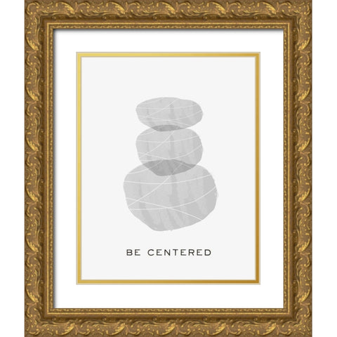 Zen Vibes I-Be Centered Gold Ornate Wood Framed Art Print with Double Matting by HM Design