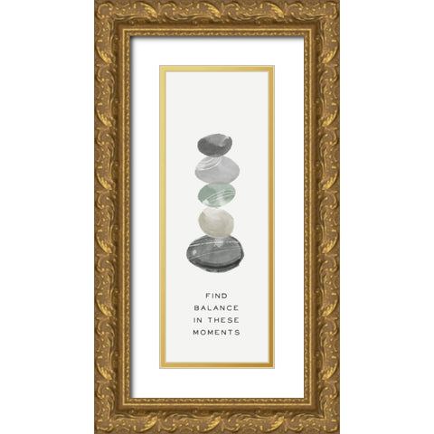 Zen Vibes IV-Find Balance Gold Ornate Wood Framed Art Print with Double Matting by HM Design