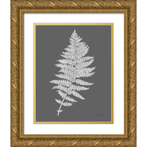 Neutral Fern on grey II Gold Ornate Wood Framed Art Print with Double Matting by Wilson, Kelsey