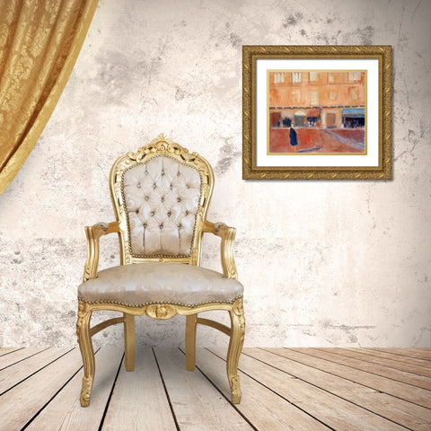 Alone in the Piazza Gold Ornate Wood Framed Art Print with Double Matting by Marie, Susanne