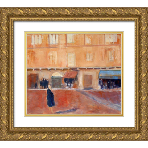 Alone in the Piazza Gold Ornate Wood Framed Art Print with Double Matting by Marie, Susanne