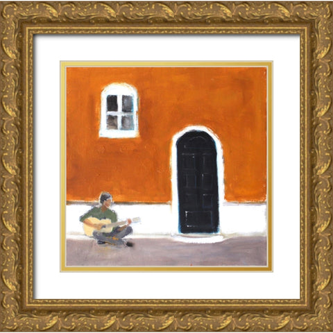 Street Music Gold Ornate Wood Framed Art Print with Double Matting by Marie, Susanne