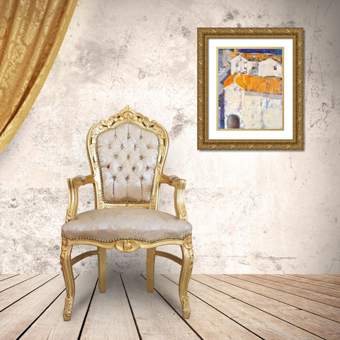 Village Rooftops Gold Ornate Wood Framed Art Print with Double Matting by Marie, Susanne