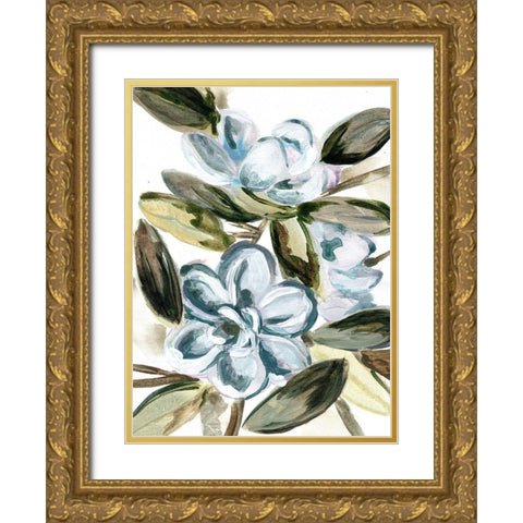 Blue Garden Gold Ornate Wood Framed Art Print with Double Matting by Chapman, Marcy