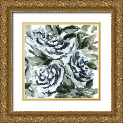 Shadowed Blue Roses II Gold Ornate Wood Framed Art Print with Double Matting by Chapman, Marcy