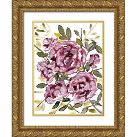 Gentle Roses Gold Ornate Wood Framed Art Print with Double Matting by Chapman, Marcy