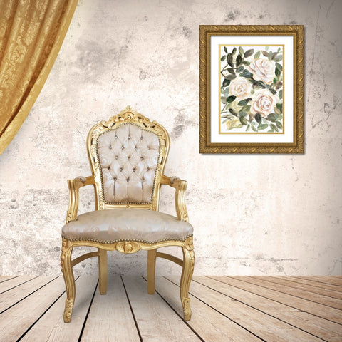 Gentle Roses Yellow I Gold Ornate Wood Framed Art Print with Double Matting by Chapman, Marcy