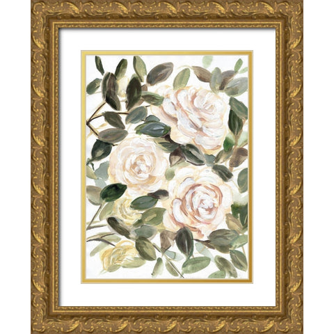 Gentle Roses Yellow I Gold Ornate Wood Framed Art Print with Double Matting by Chapman, Marcy