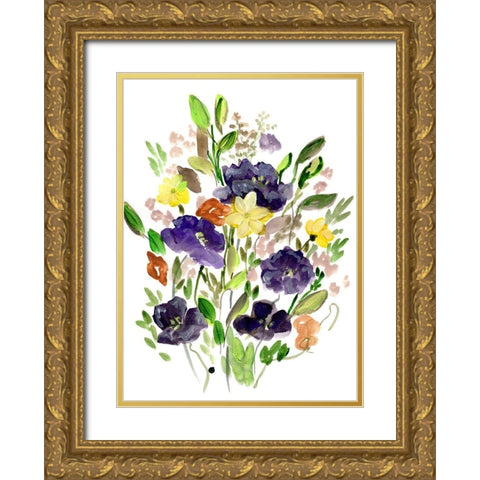 Purple Spring Bunch I Gold Ornate Wood Framed Art Print with Double Matting by Chapman, Marcy