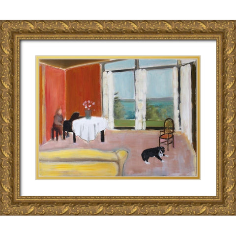 Late Afternoon Gold Ornate Wood Framed Art Print with Double Matting by Marie, Susanne